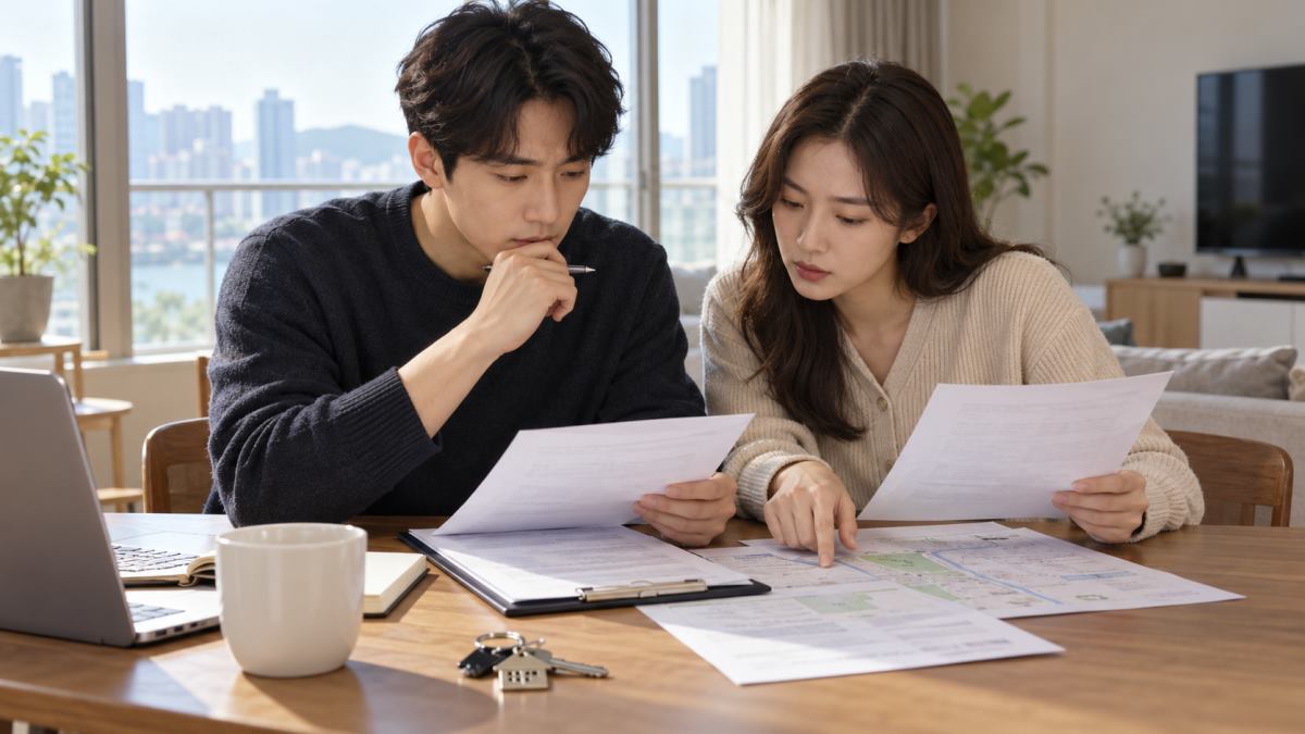 임대차 계약 전 전입세대 확인 서류를 살펴보는 임차인
